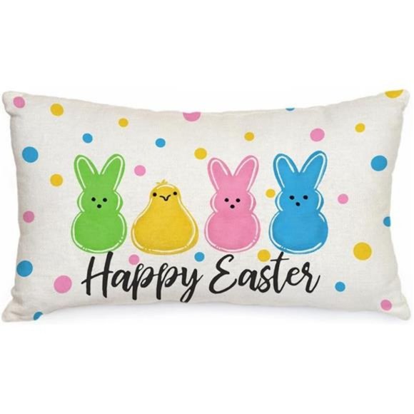 Easter Decorative Throw Pillow Cover Accent Case Farmhouse Cottage Spring Decor - Picture 2 of 6